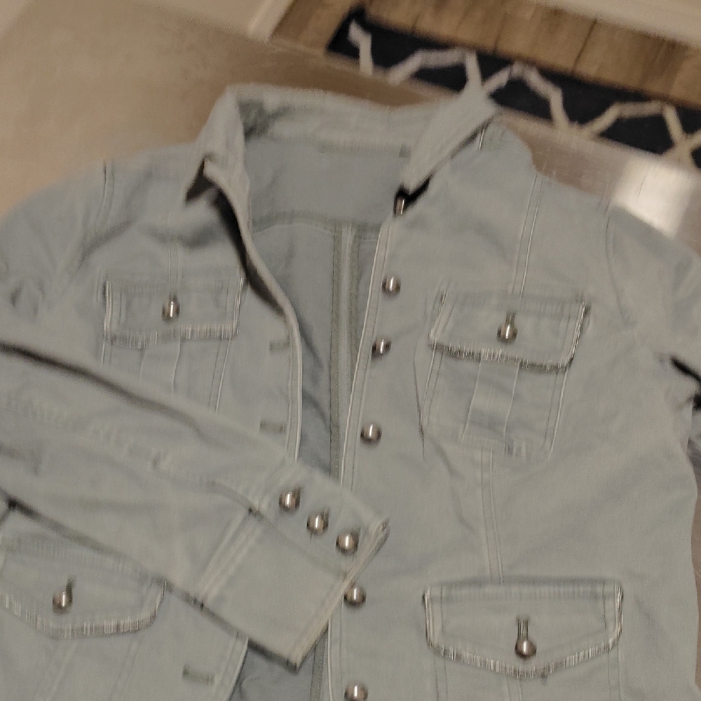 White House Black Market Light Gray Jean Jacket